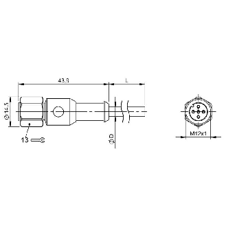 M12A Fem Droit 5p Inox WD; Câble PUR 4x0.34 Gris Cpc 5m (250V)-Lire la description