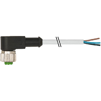 M12A Fem Coudé 4p; Câble PVC (UL/CSA) 4x0.34 Gris 10m-Lire la description