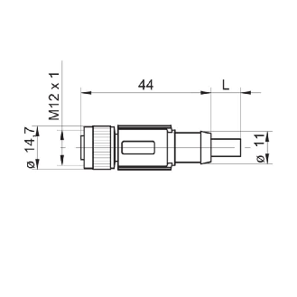 M12A Fem Droit 4p; Câble PUR Blindé 4x0.34 Cpc 2m-Lire la description
