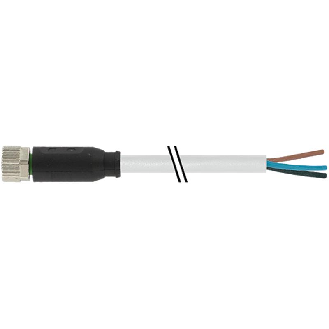 M08A Fem Droit 3p; Câble PVC 3x0.25 Gris 2m-Lire la description