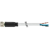 M08A Fem Droit 3p; Câble PVC 3x0.25 Gris 2m