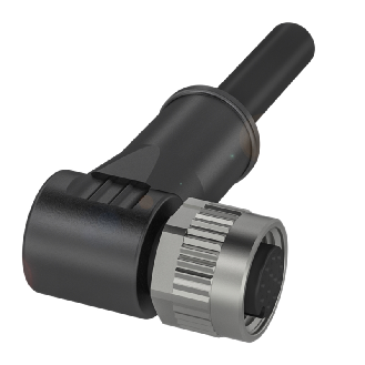 M12A Fem Coudé 12p; Câble PUR 12x0.25 Noir Cpc 5m (30V)-Lire la description
