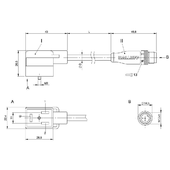 M12 Mâle Droit 3p/EV Forme BI 11mm 24V Câble PUR 3x0.50 Noir Cpc 2m M12 Mâle Droit 3p/EV Forme BI 11mm 24V Câble PUR 3x0.50 Noir Cpc 2m-Lire la description
