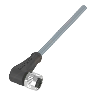 M12A Fem Coudé 3p LED PNP NO; Câble PVC 3x0.34 Gris Cpc 3m (30Vdc)-Lire la description