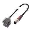 M12 Mâle Droit 3p/EV Forme A 18mm 24V LED+ATP Câble PUR Noir 5m