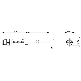 M08A Mâle Droit 3p; Câble PUR 3x0.34 Noir Cpc 10m (60V)-Lire la description