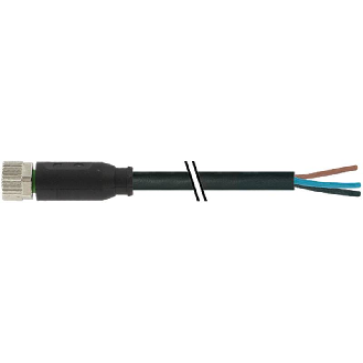 M08A Fem Droit 4p; Câble PVC UL/CSA 4x0.25 Noir 7.5m-Lire la description