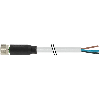 M08A Fem Droit 3p; Câble PUR/PVC 3x0.25 Gris 5m
