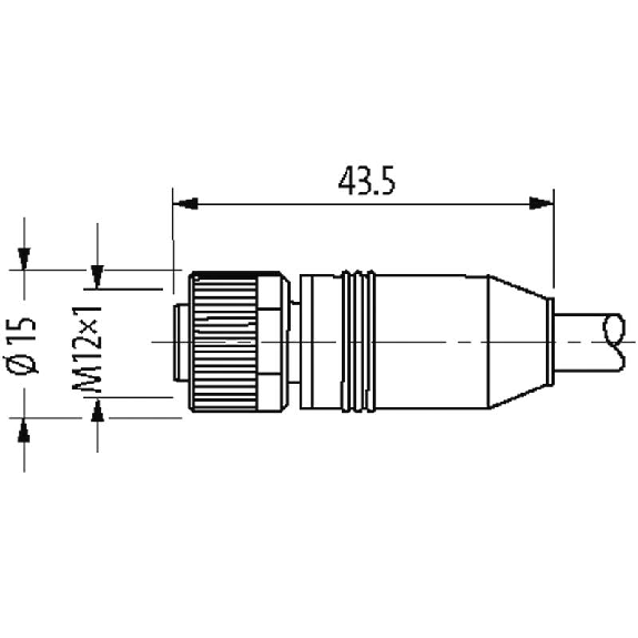 M12A Fem Droit 8p; Câble PUR (UL/CSA) Blindé 8x0.25 Gris 20m-Lire la description
