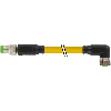 M08A Fem Coudé 3p/M08A Mâle Droit 3p; PUR 3x0.25 Jaune Robot Cpc 2m