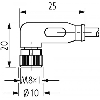 M08A Fem Coudé 3p/M08A Mâle Droit 3p; PUR 3x0.25 Jaune Robot Cpc 2m