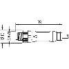 M08A Fem Coudé 3p/M08A Mâle Droit 3p; PUR 3x0.25 Jaune Robot Cpc 2m