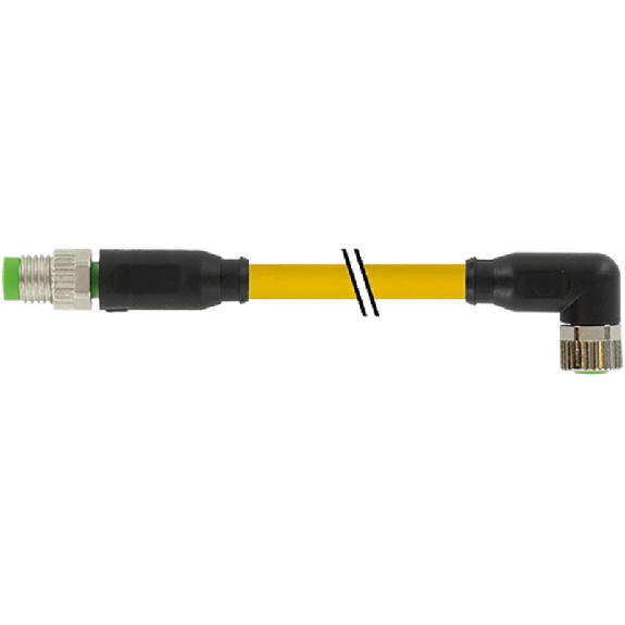 M08A Fem Coudé 3p/M08A Mâle Droit 3p; PUR 3x0.25 Jaune Robot Cpc 2m M08A Fem Coudé 3p/M08A Mâle Droit 3p; PUR 3x0.25 Jaune Robot Cpc 2m-Lire la description