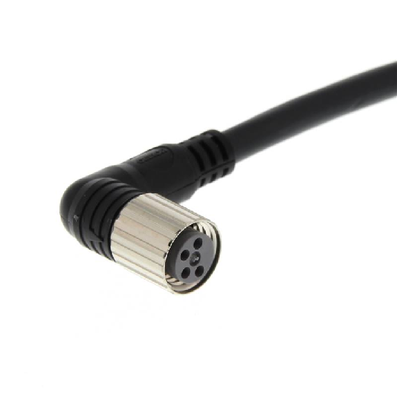 M08A Fem Coudé 4p; Câble PVC 4x0.25 Noir 5m-Lire la description