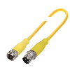 M12 Fem Droit 4p/M12 Mâle Droit 4p; PUR 4 fils Jaune Cpc 0,6m 250V