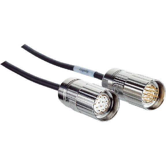 Connecteur femelle, M23, 12 pôles,droit /mâle, M23, 17 pôles, droit-Lire la description