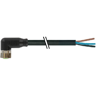M08A Fem Coudé 3p; Câble PUR UL/CSA 3x0.25 Noir Cpc 3m-Lire la description