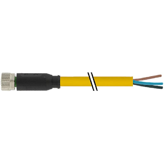 M08A Fem Droit 4p; Câble PUR UL/CSA 4x0.25 Jaune Robot Cpc 5m-Lire la description