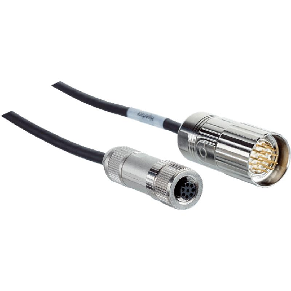 Connecteur femelle, M12, 8 pôles, droit/ mâle, M23, 17 pôles, droit-Lire la description