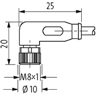 M08A Fem Coudé 3p; Câble PVC 3x0.25 Gris 50m-Lire la description