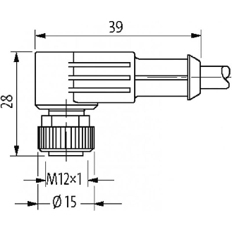 M12A Fem Coudé; Câble PUR (UL/CSA) 5x0.34 Noir 15m-Lire la description