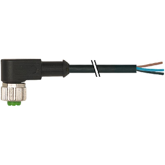 M12A Fem Coudé; Câble PUR (UL/CSA) 5x0.34 Noir 15m-Lire la description