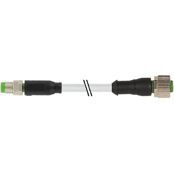 M12A Fem Droit 4p/M08A Mâle Droit 4p; PUR/PVC 4x0.25 Gris 0.3m-Lire la description