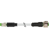 M12A Fem Droit 4p/M08A Mâle Droit 4p; PUR/PVC 4x0.25 Gris 0.3m