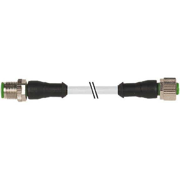 M12A Fem Droit 4p/M12A Mâle Droit 4p; PVC (UL/CSA) 4x0.34 Gris 2m-Lire la description