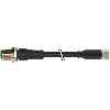 M08A Fem Droit 3p/M12A Mâle Droit 3p; PUR 3x0,25 Noir Rob Cpc 1m