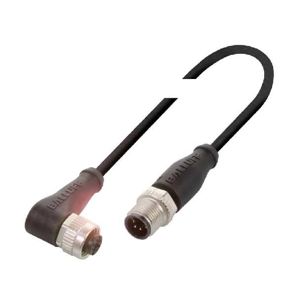 M12 Fem Coudé 5p/M12 Mâle Droit 4p Câb PUR 4x0.34 Noir Cpc Blindé 5m-Lire la description