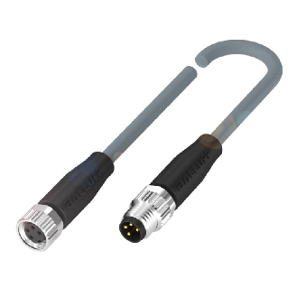 M08A Fem Droit 4p/M08A Mâle Droit 4p; Câble PVC 4x0.34 Gris Cpc 0.3m-Lire la description
