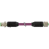 M12B Fem 0°/M12B Mâle 0° 4p; PUR Blindé 2x0.25+2x0.34 Violet Cpc 7m