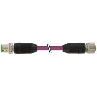 M12B Fem 0°/M12B Mâle 0° 4p; PUR Blindé 2x0.25+2x0.34 Violet Cpc 7m-Lire la description