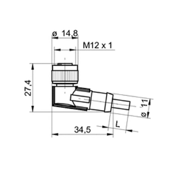 M12A Fem Coudé 4p; Câble PUR 4x0.34 Noir Cpc 5m M12A Fem Coudé 4p; Câble PUR 4x0.34 Noir Cpc 5m-Lire la description