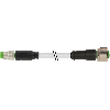 M12A Fem Droit 3p/M08A Mâle Droit 3p; PUR/PVC 3x0.25 Gris 1.5m