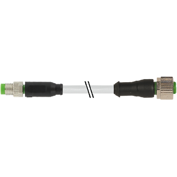 M12A Fem Droit 3p/M08A Mâle Droit 3p; PUR/PVC 3x0.25 Gris 1.5m-Lire la description