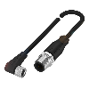 M08 Fem Coudé 3p/M12 Mâle Droit 3p; PUR 3x3.34 Noir Cpc 0.5m