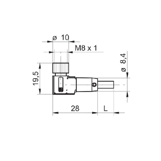 M08A Fem Coudé 4p; Câble PUR Blindé 4x0.25 Noir Cpc 2m-Lire la description