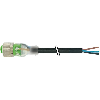 M12A Fem Droit 3p LED PNP; Câble PUR 3x0.34 Noir Cpc 3m