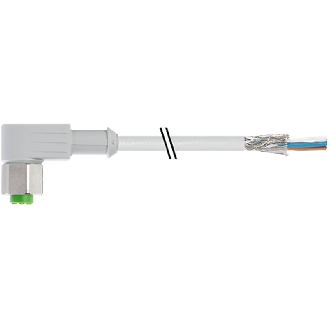 M12A Fem Coudé 5p Inox V4A F&B; Câble PVC Blindé 5x0,34 Gris 10m-Lire la description