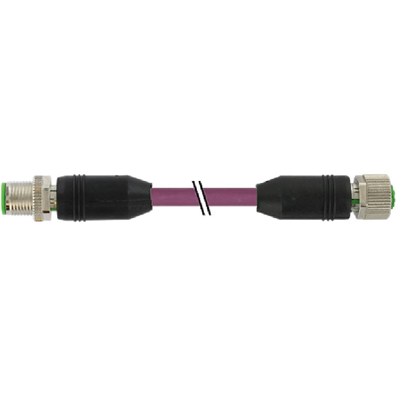 M12B Fem 0° 2p/M12B Mâle 0° 2p; PUR Blindé 1x2 Violet Profibus 10m-Lire la description