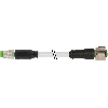 M12A Fem Droit 3p/M08A Mâle Droit 3p; PUR/PVC 3x0.25 Gris 1m