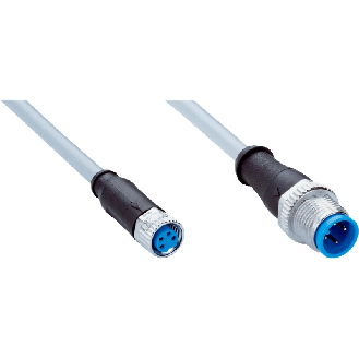 M08A Fem Droit 4p/M12A Mâle Droit 4p; Câble PVC 4x0.25 Gris 0.6m-Lire la description