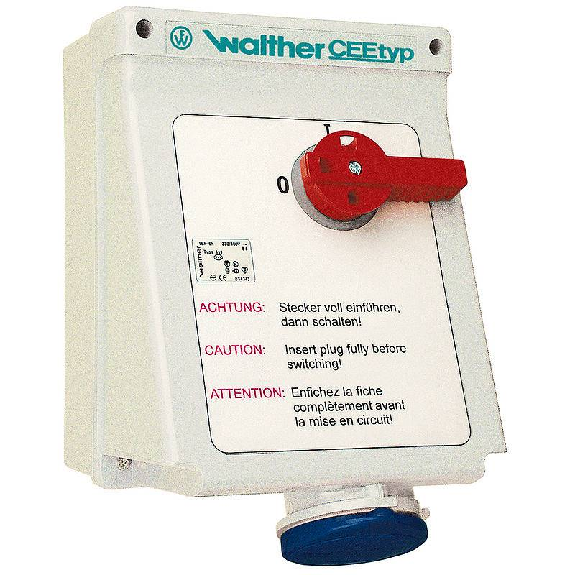 Socle saillie 3x32A interruptible avec double verrouillage Socle saillie 3x32A interruptible avec double verrouillage-Lire la description
