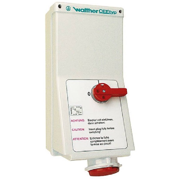 Socle saillie 4x32A interruptible avec double verrouillage Socle saillie 4x32A interruptible avec double verrouillage-Lire la description