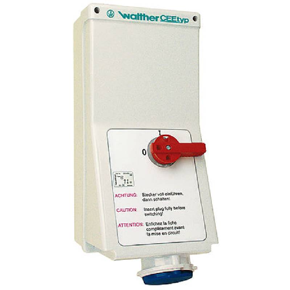 Socle saillie 3x32A interruptible avec double verrouillage Socle saillie 3x32A interruptible avec double verrouillage-Lire la description