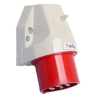 Socle de connecteur saillie, 1 entrée verticale 7x 32A, 400V IP44-Lire la description