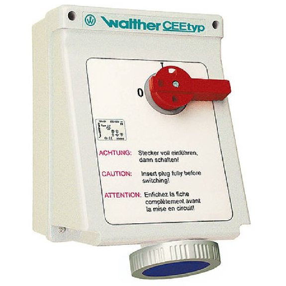 Socle saillie 3x32A interruptible avec double verrouillage Socle saillie 3x32A interruptible avec double verrouillage-Lire la description