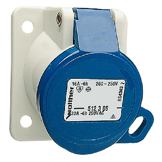 Socle de tableau, sortie inclinée 10°, cadenassable 3x 16A, 230V IP44-Lire la description